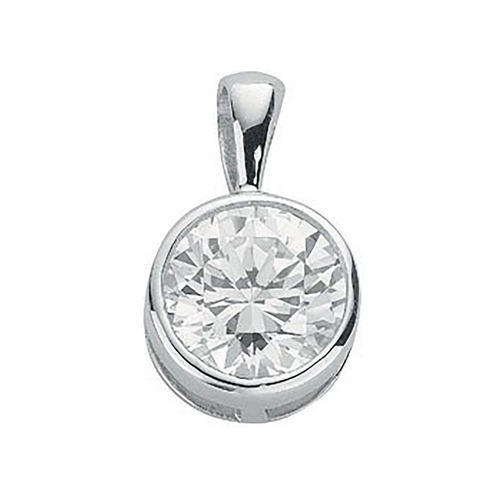 Silver Rubover Set Cubic Zirconia Single Stone Pendant - Fine Necklace - Certified Authentic – Luxury Jewellery by Imp